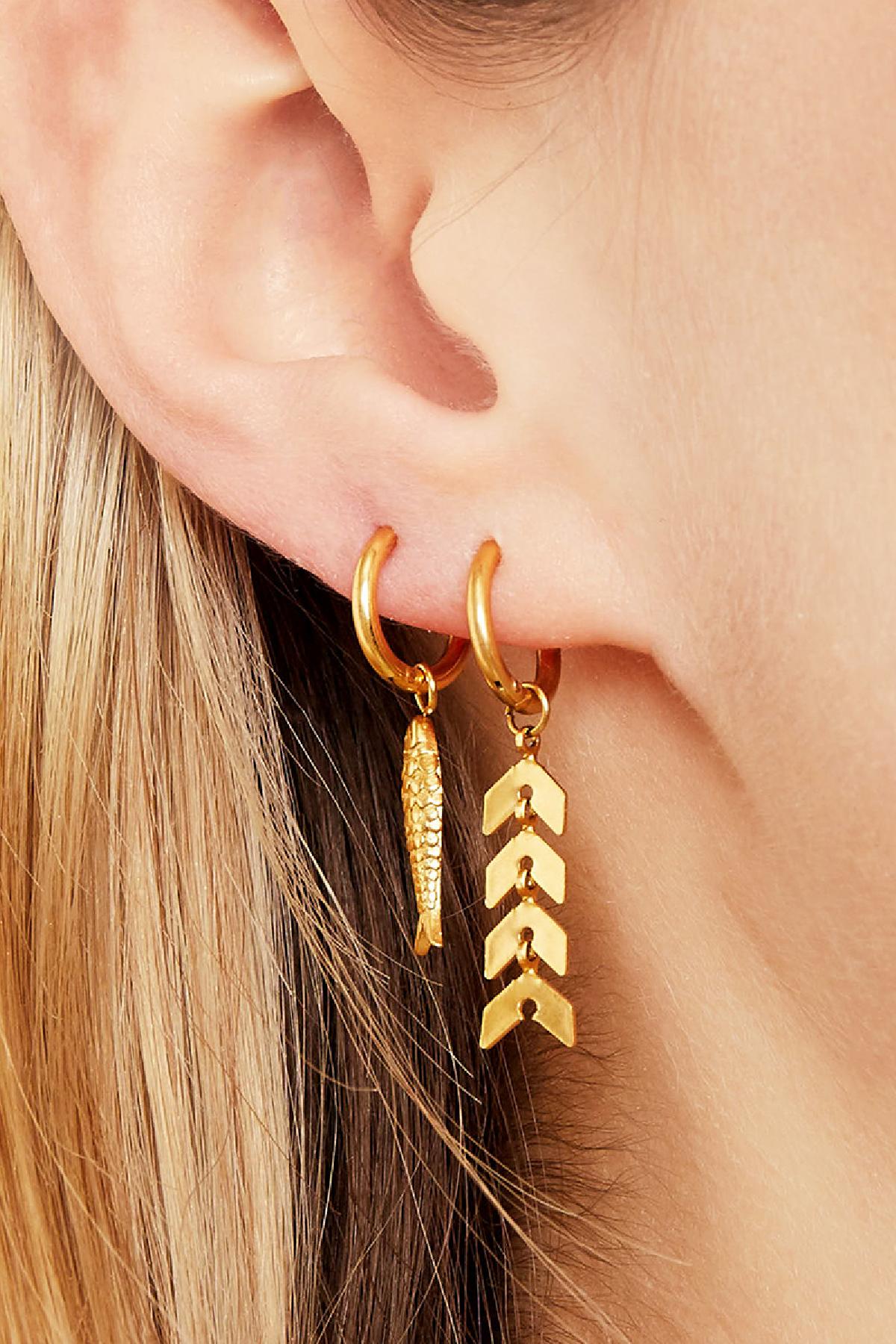 Earrings Fishbone Gold Stainless Steel Immagine2